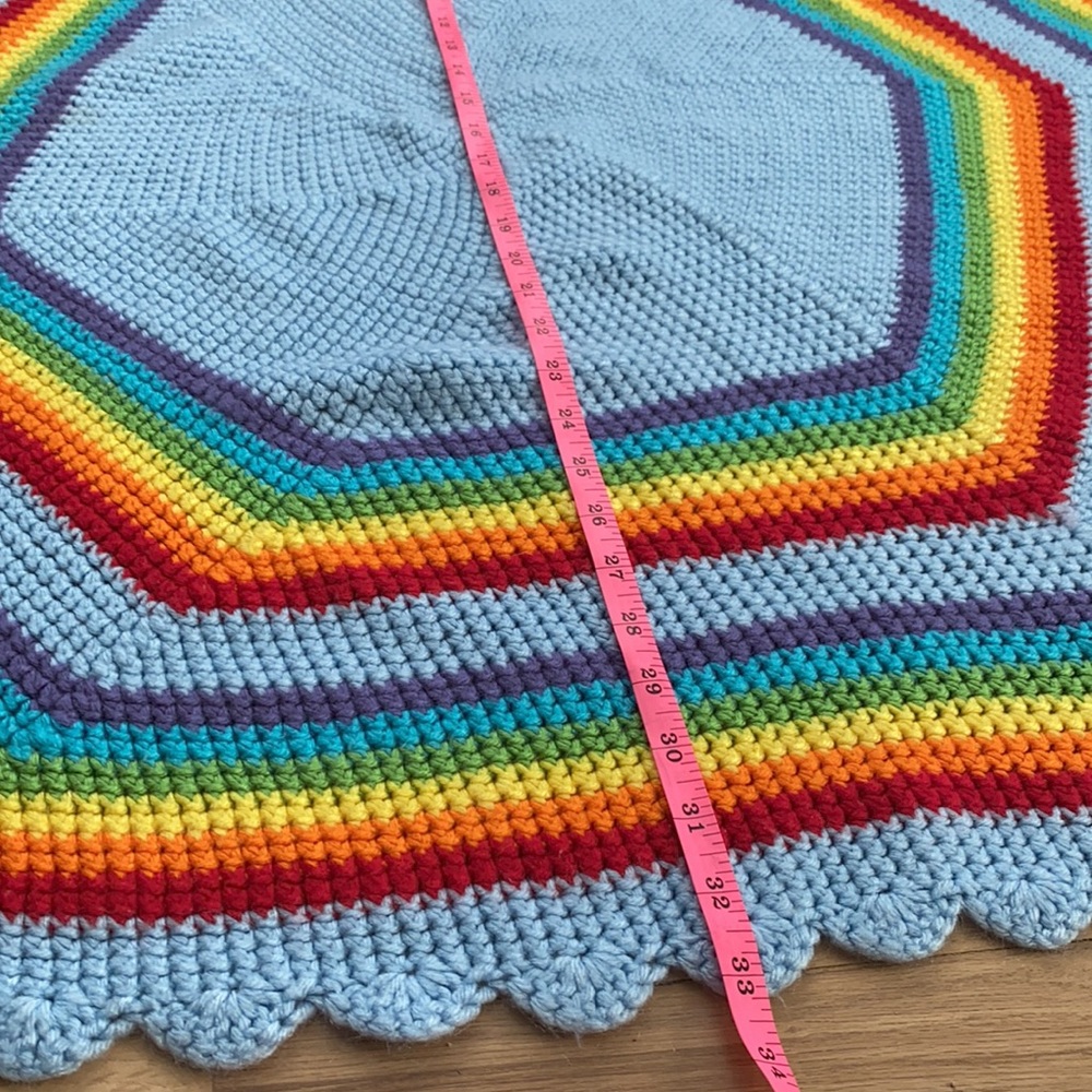 Rainbow Crocheted Hexagon Baby Blanket 🌈 - Picture 5 of 7